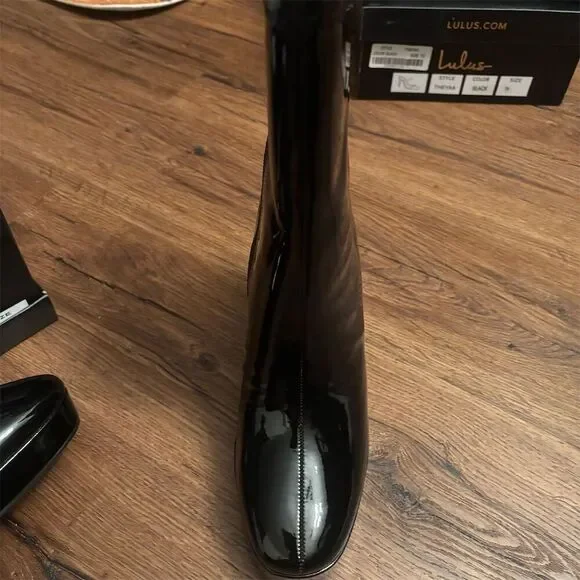 Lulus Women's Black Platform Boots Size 6 Casual Block Heel Edmen - Picture 6 of 16